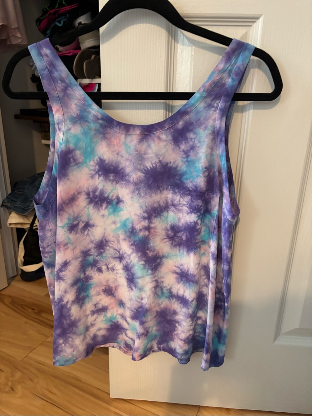 Chaser Tie-Dye Tank Top in Purple, Blue, and Pink -silk